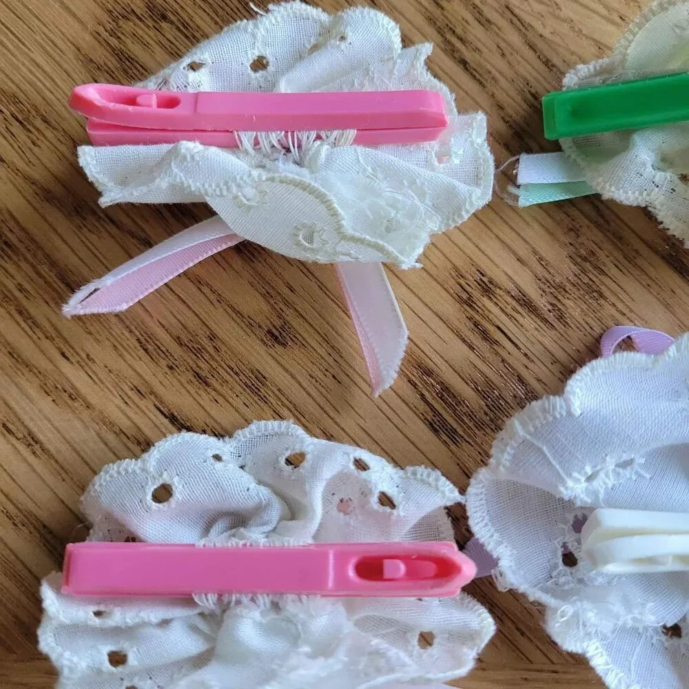 Lot of 8 Vintage Handmade Baby Toddler Hair Barettes bows